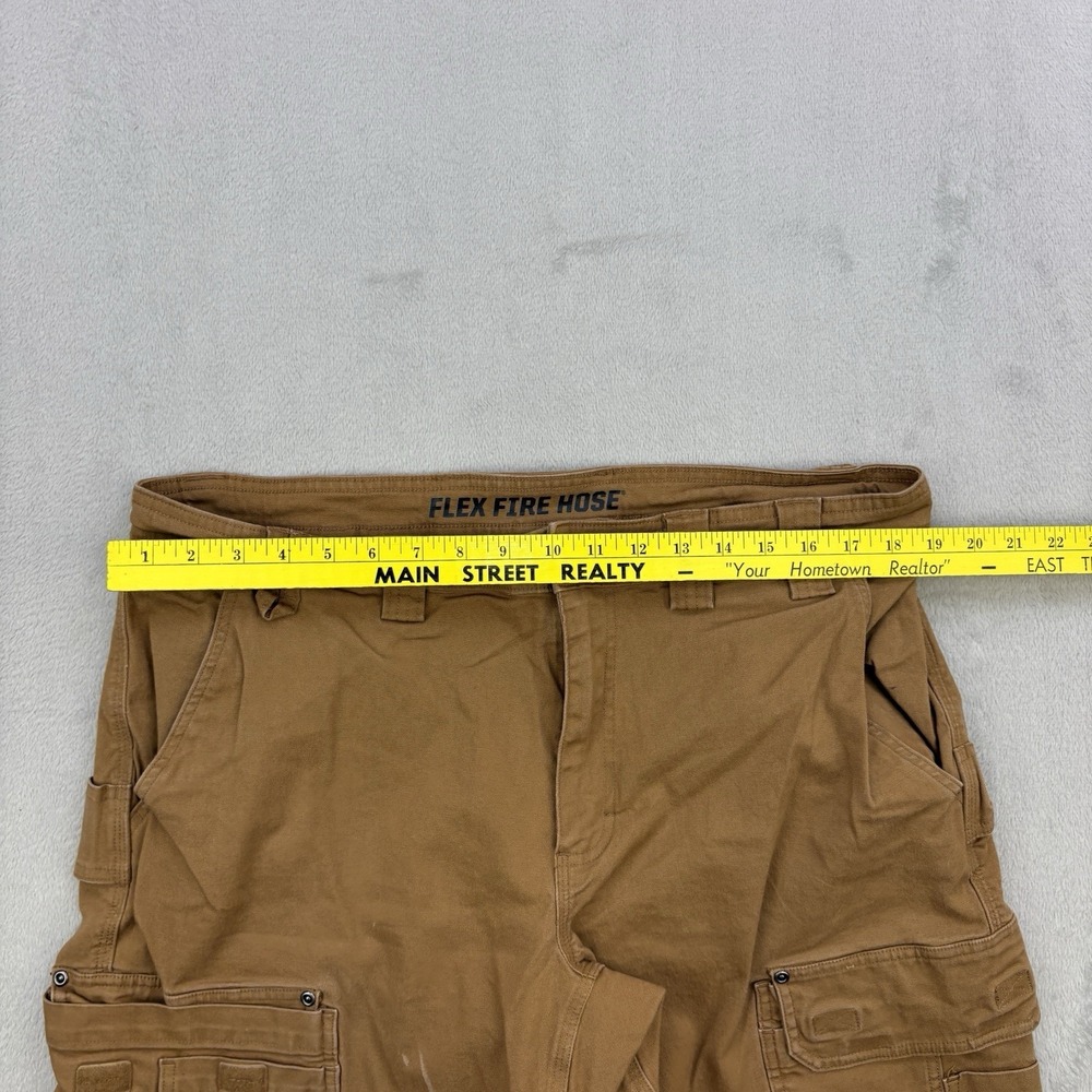 Duluth Pants Mens 38x31 Brown Flex Fire Hose Cargo Pockets Canvas Utility Work - Picture 9 of 15